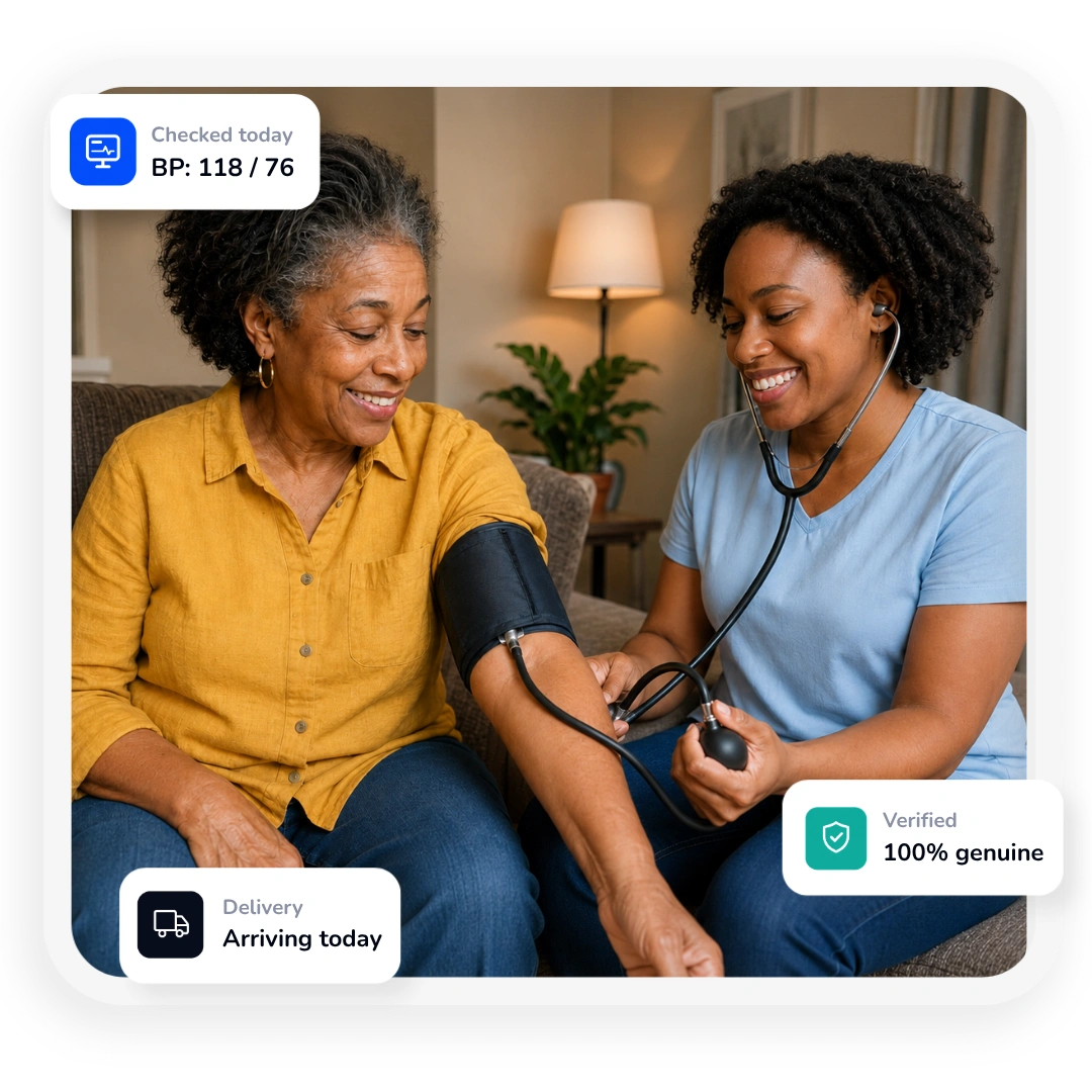 Mother and Daughter Checking Blood Pressure