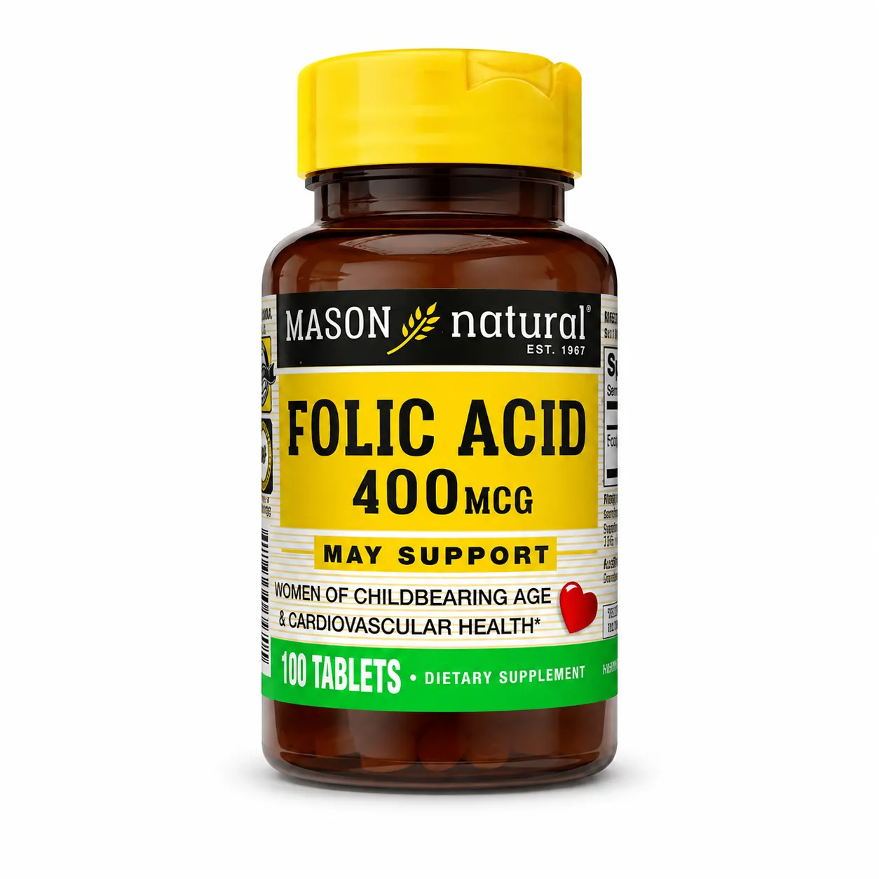 Mason Natural Folic Acid 400mcg for Women – 100 Tablets